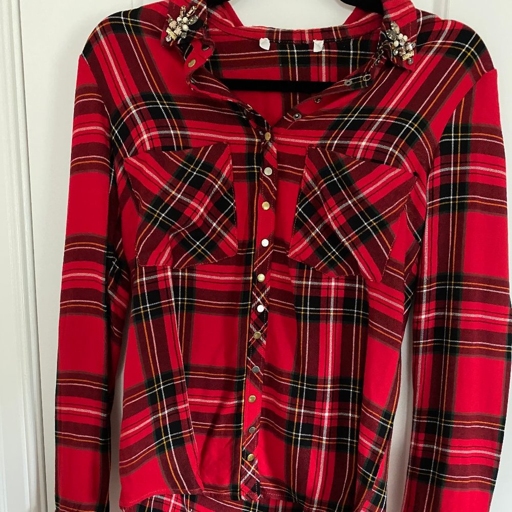 Women's Checkered Long Sleeve Top